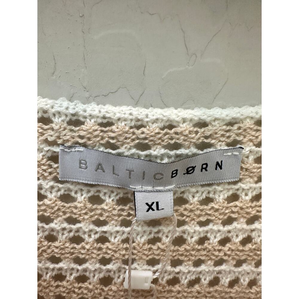 BALTIC BORN | Valissa Open Top Knit Sweater Cream Beige Striped NWT Resort XL - Picture 7 of 11